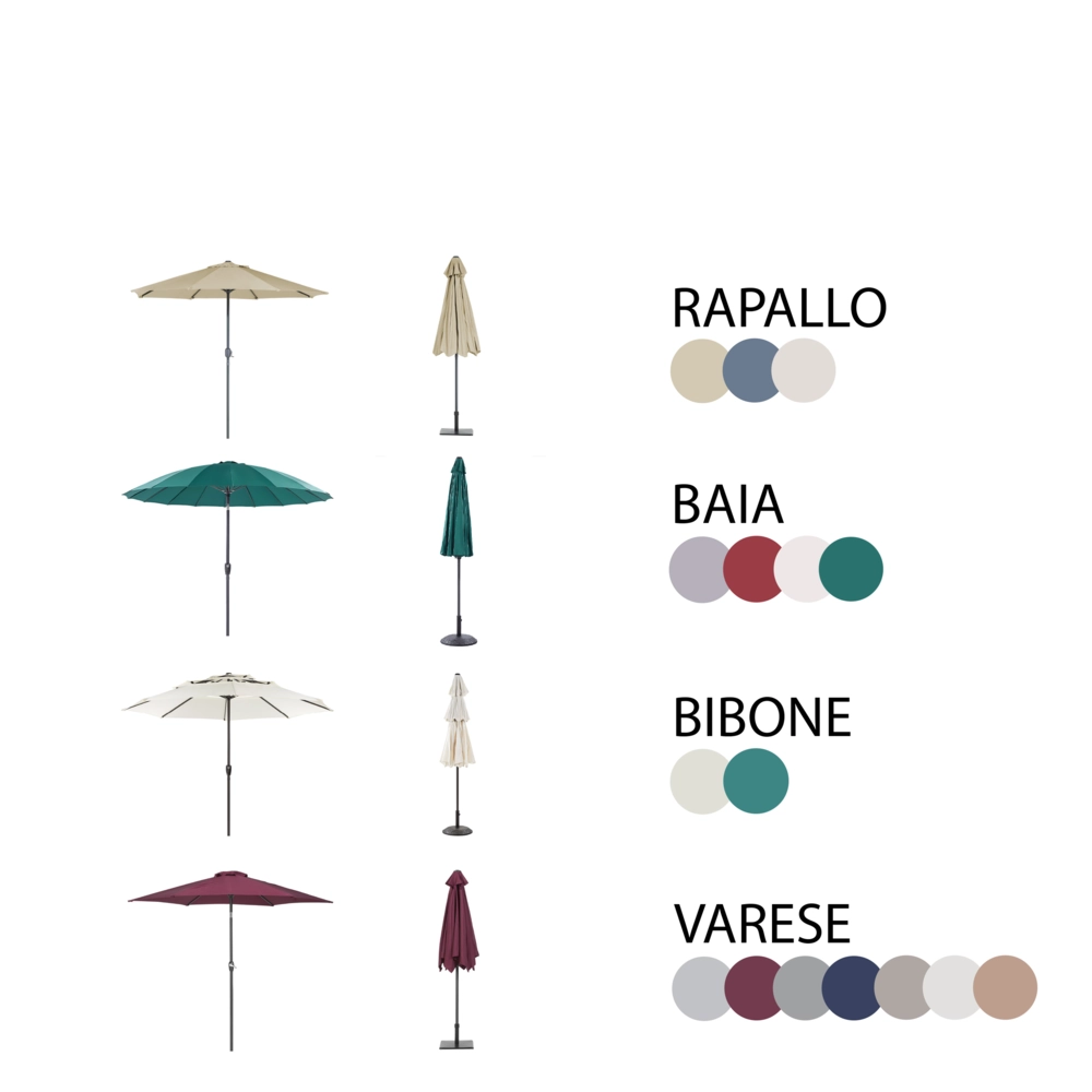 Set da pranzo da giardino tavolo rotondo da esterno alluminio marrone e ombrellone 4 sedie vintage