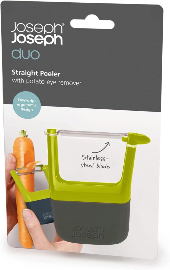 Joseph Joseph Duo Pela Patate e Verdure, Taglia Verdure Multifunzione con Impugnatura Ergonomica Antiscivolo, Verde