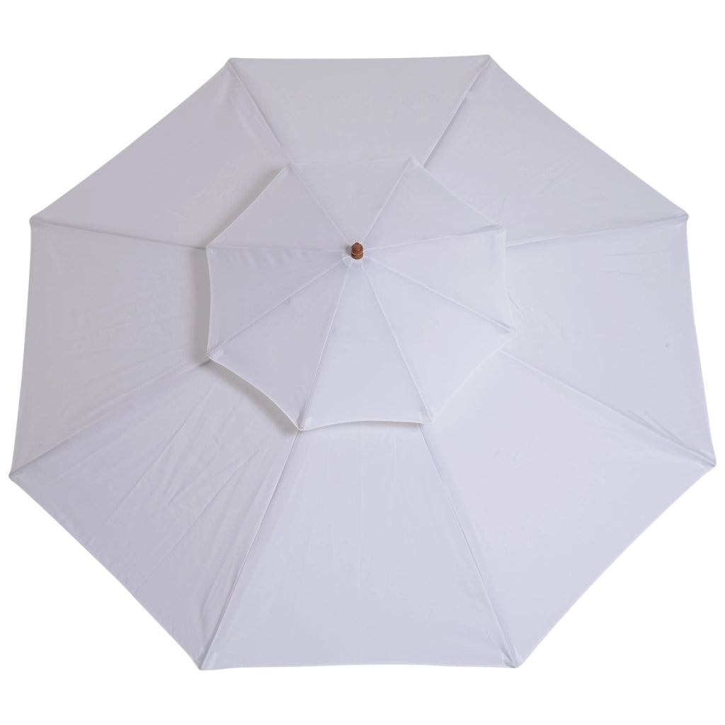 EasyComfort Ombrellone Doppio 2.7x2.7 m con Meccanismo a Manovella, in Legno, Bambù e Poliestere, Bianco
