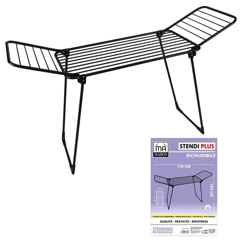 MA MAISON STENDINO BALCK 170X56X102H CM RICHIUDIBILE 18 MT DI STENDITURA PIEDI ANTISCIVOLO MAX 16 KG