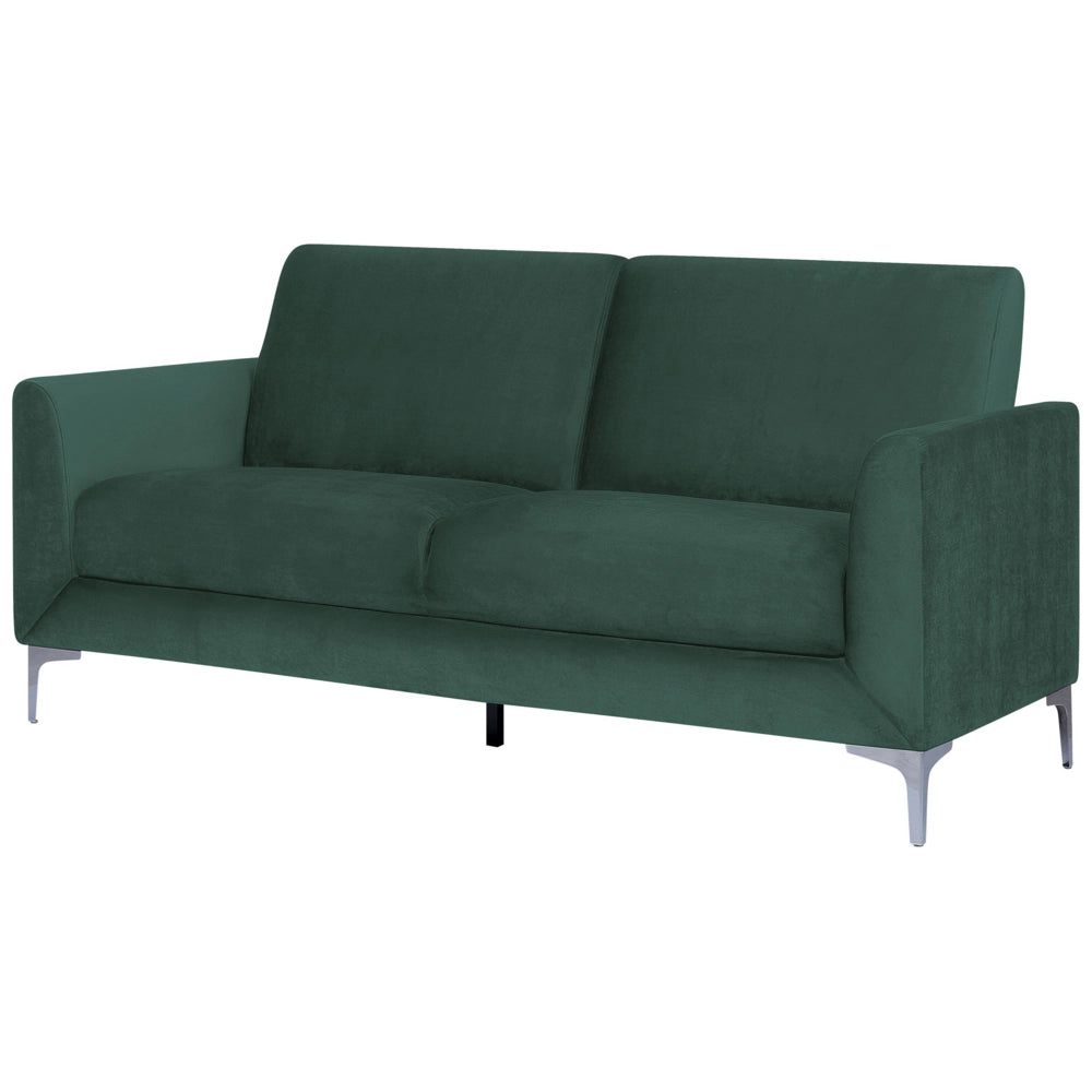 Divano Verde Rivestimento in Tessuto con Gambe di colore Argento 3 Posti Glam salotto