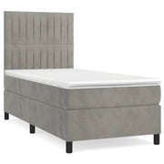 Letto singolo | Letto per adulti | Giroletto a Molle con Materasso Grigio Chiaro 80x200 cm Velluto