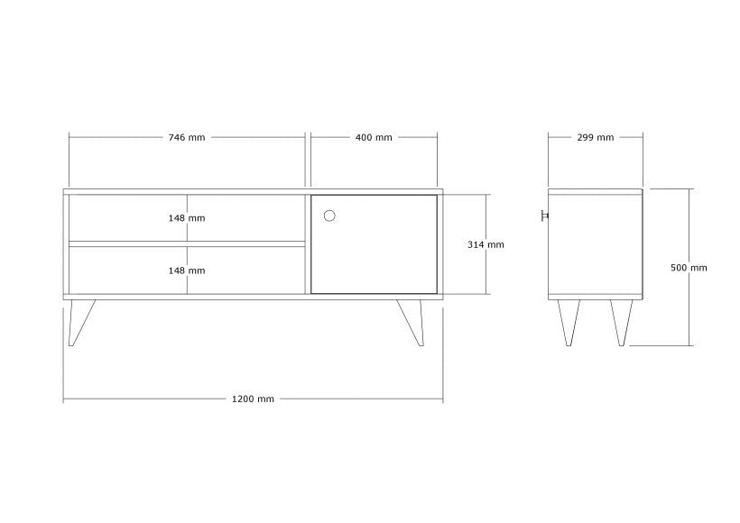 Porta TV in legno "Jena" - 120 x 29 x 50 cm - Pino Atlantico