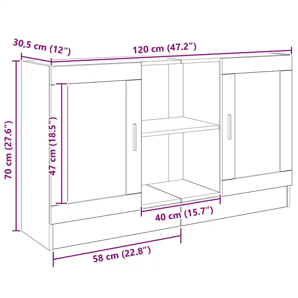 Credenza Rovere Artigianale 120x30,5x70 cm in Truciolato 856165