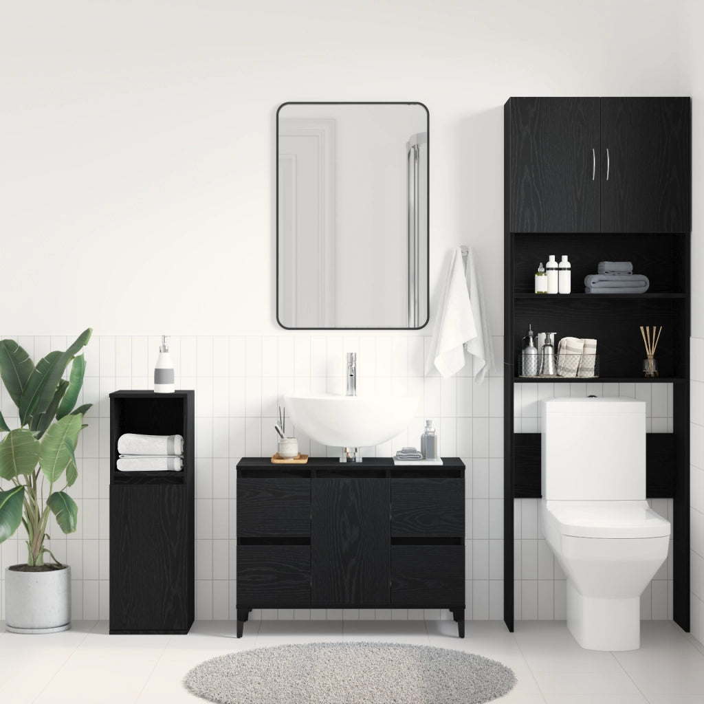 Mobile lavabo  Nero Rovere 80x33x60 cm in legno ingegnerizzato