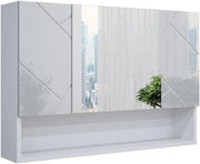 Specchio contenitore bagno Irma, Bianco lucido, 80.1 x 55 cm, con specchio e ripiani aperti per montaggio a parete