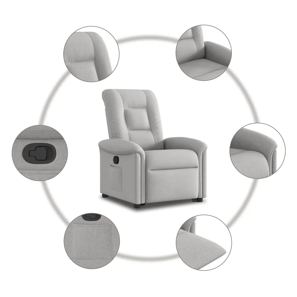 Poltrona | Sedia Relax Alzapersona Reclinabile Grigio Nuvola in Tessuto