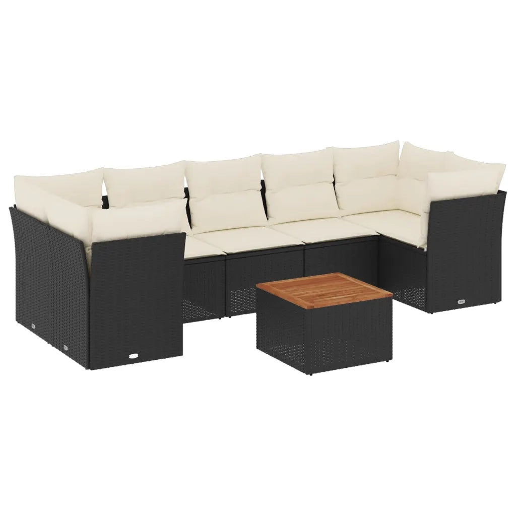 Set Divani da Giardino con Cuscini 8 pz Nero in Polyrattan 3223508