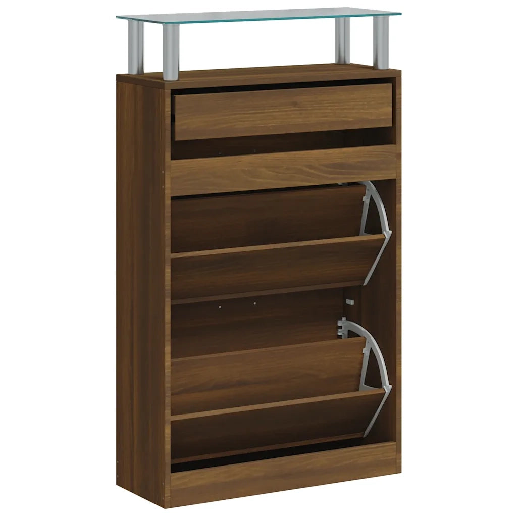 Scarpiera-Scaffale per scarpe Rovere Marrone 63x24x104 cm in Legno Multistrato