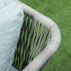 Set Salotto da Giardino Divano Angolare e Tavolino da Caffè Nero Grigio e Blu