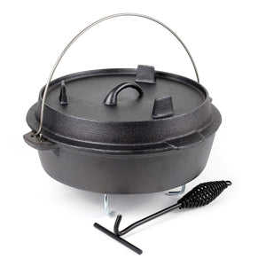 Dutch Oven Forno Olandese con Pentola in ghisa 5l sottopentola e solleva coperchio per fuoco campeggio
