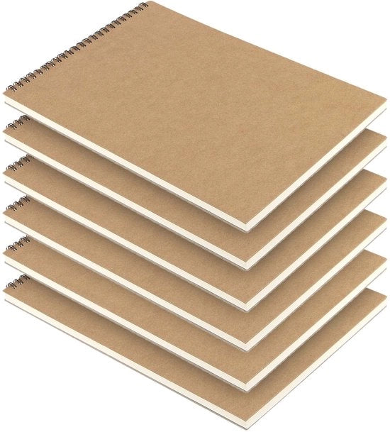 Libretto di disegno A4 - 6 Pack - 30 Fogli - 160 g/m² Carta - Legato - Carta di alta qualità - Libretto di disegno
