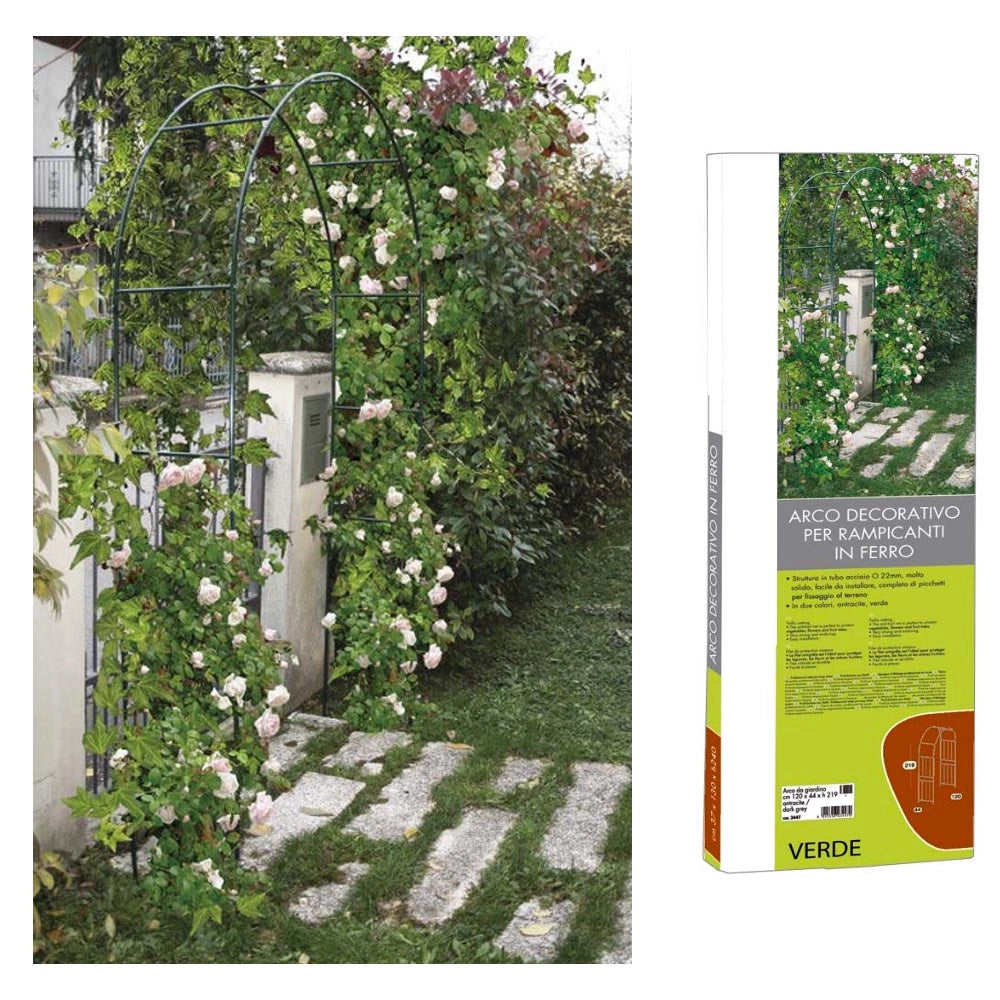 Arco per giardino decorativo in ferro verde per rose rampicanti ed altre piante