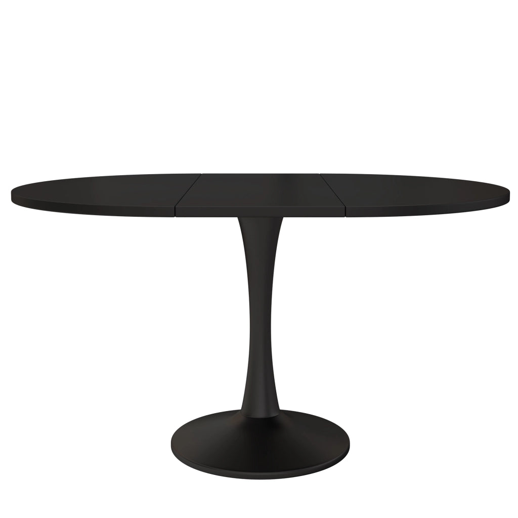 Tavolo da pranzo ovale allungabile in MDF nero; design moderno per cucina e soggiorno