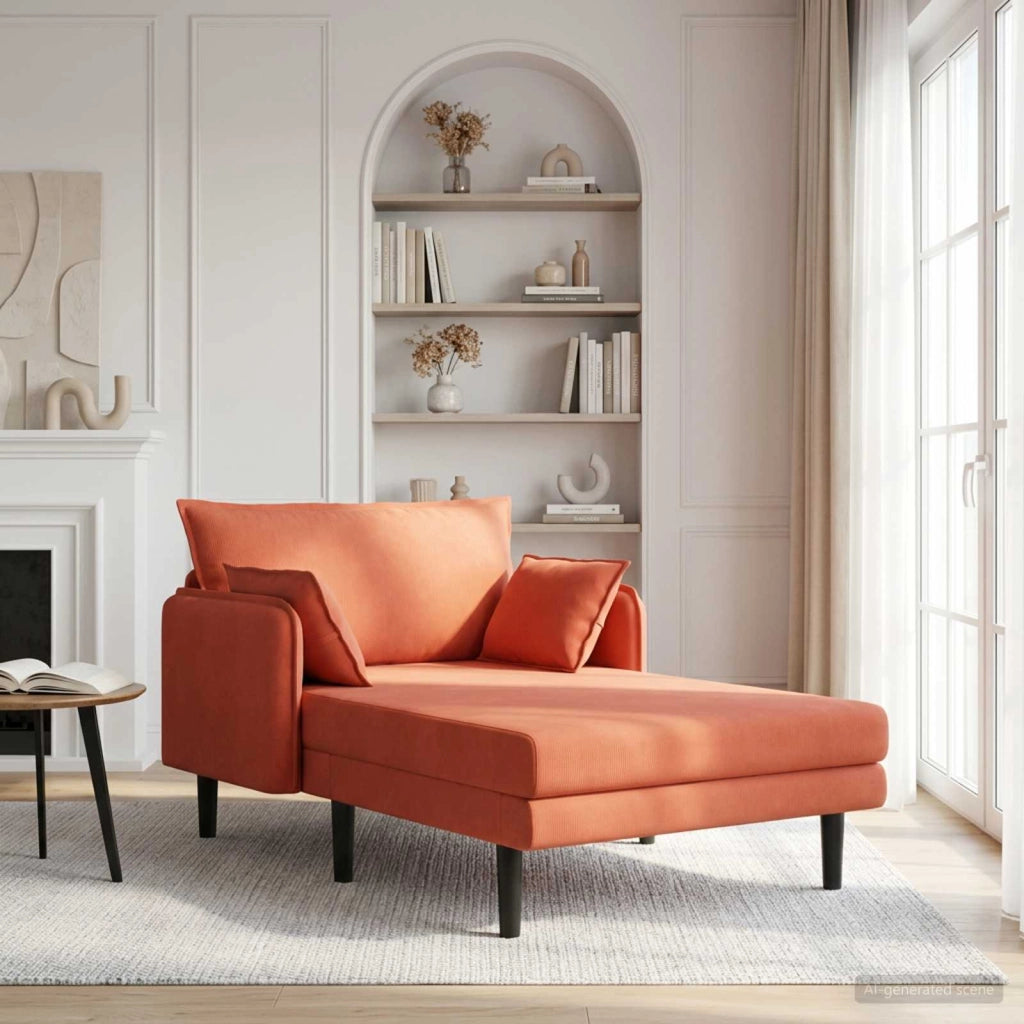 Chaise longue oversize Rosso Arancio Tessuto in velluto a coste 42048080