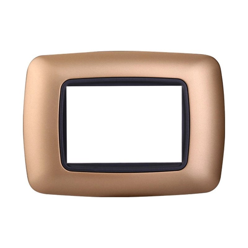 Placca Plastica Bombata Serie Space 3P Colore Oro Compatibile Con Bticino Living International
