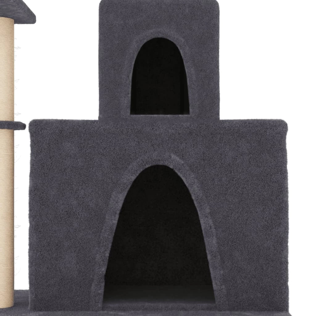 Tiragraffi per gatti Mobili per arrampicata su torre Tiragraffi piattaforma da arrampicata con tiragraffi in sisal scuro 83 cm grigio 02_0022711