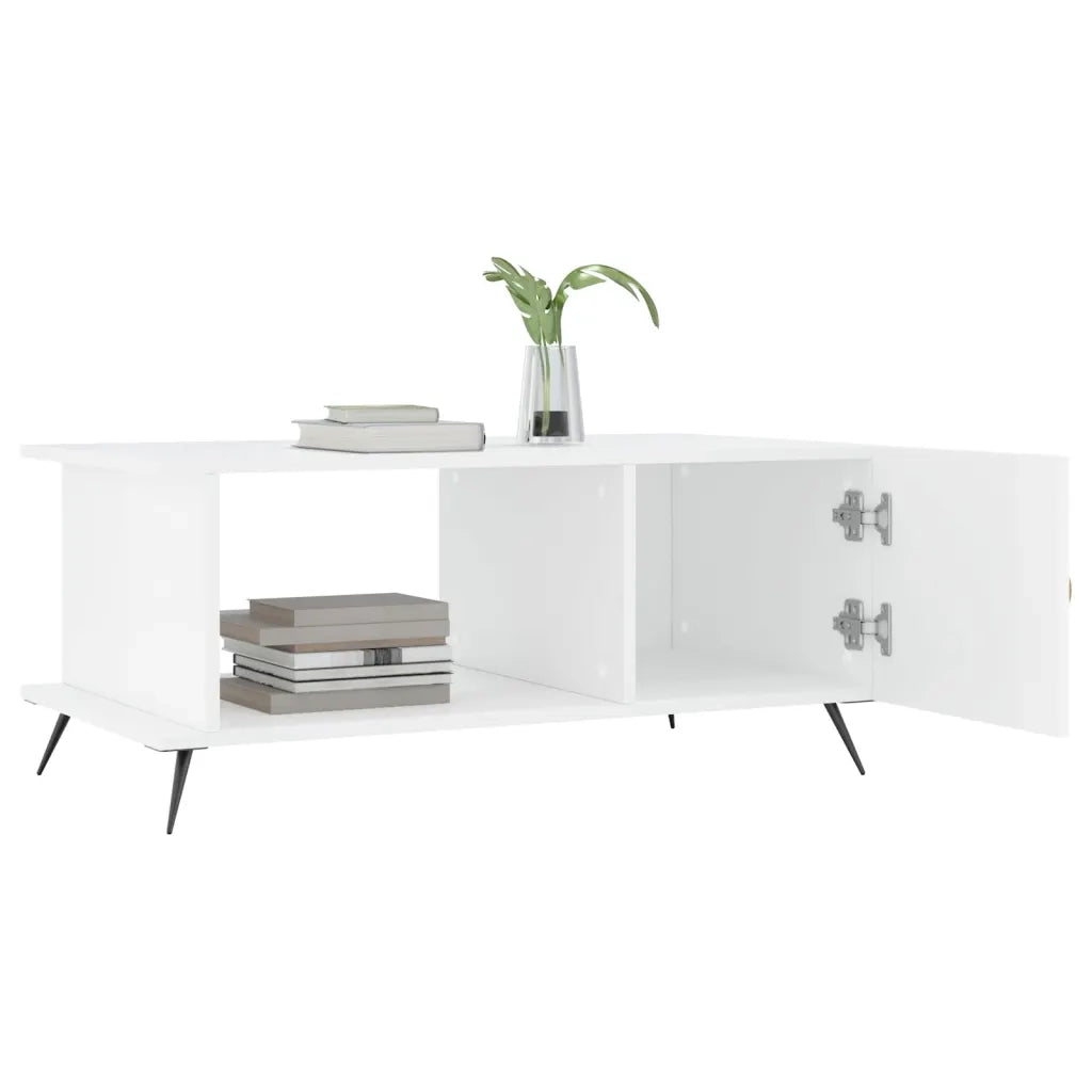 Tavolino da Salotto Bianco Lucido 90x50x40 cm Legno Multistrato 829462