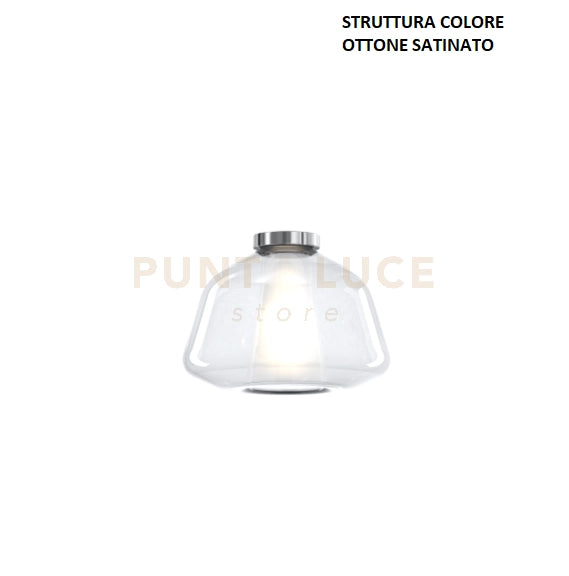 PLAFONIERA OTTONE SAT. VETRO ALPHA TRASPARENTE 1176OS-PL1 ALPHA-TR