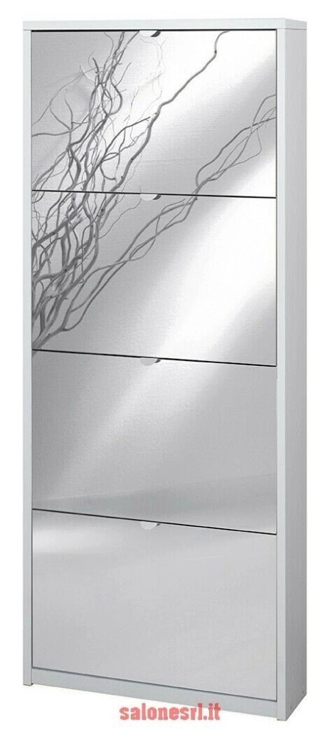 KIT SCARPIERA 4 ANTE CON RIBALTA E SPECCHIO FRONTALE H154 L63 P18 Cm FINITURA BIANCO SARMOG Sk554spk