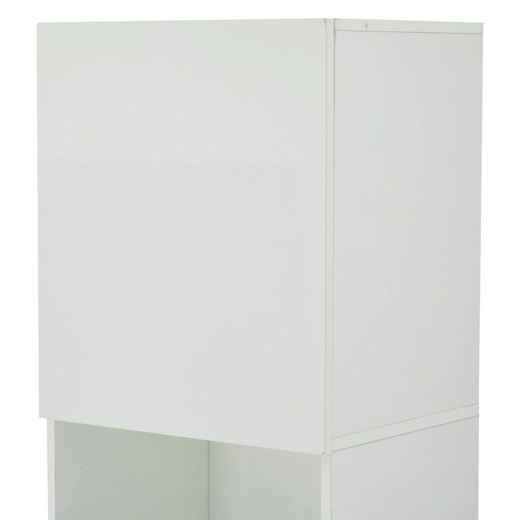Vetrina Bianca Lucida con LED Mobile Contenitore Autoportante 45x35x160 cm
