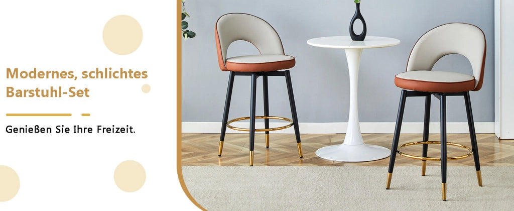 Sgabello da bar girevole a 360¡ã. Cuscini di seduta grigio chiaro e marrone, in materiale PU, comodo sgabello imbottito, adatto a bar, sale da pranzo,