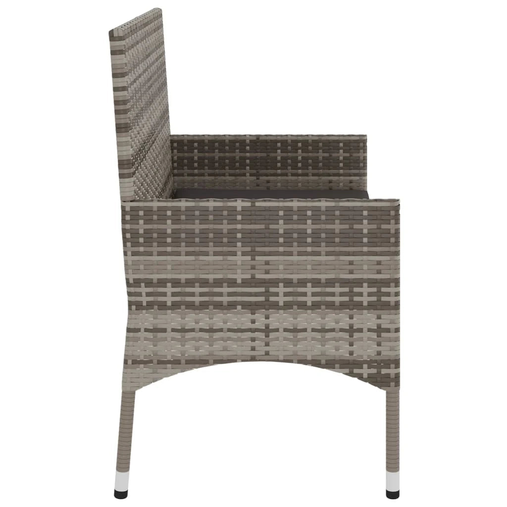 Panca da giardino 90 x 51 x 85 cm mobile da giardino per esterni terrazza a 2 posti con cuscini grigi resina intrecciata grigio scuro 02_0011776