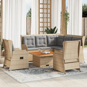 vidaXL Set Divani da Giardino 5 pz con Cuscini in Polyrattan Beige