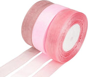 Set di lana organza 3 rotoli, 25 cm x 45 m, larga, rosa trasparente - decorazioni per matrimoni, feste e corone di fiori