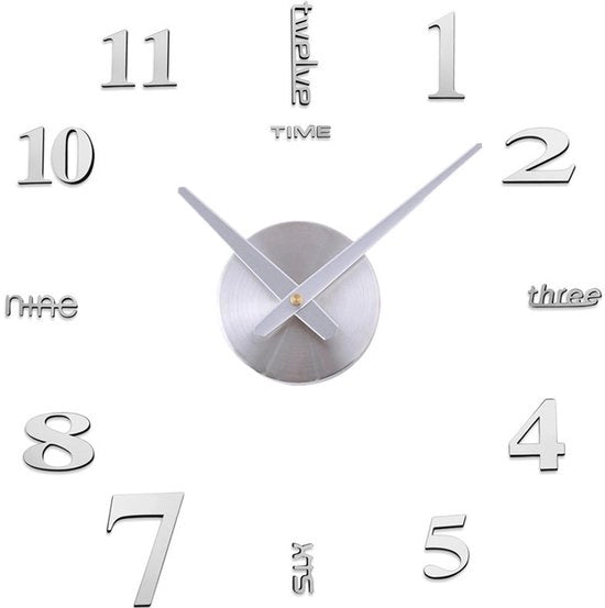 Decorazione silenziosa per la parete grande con grande orologio a specchio 3D metallico per stanza, ufficio, cucina, camera da letto, soggiorno e hotel.