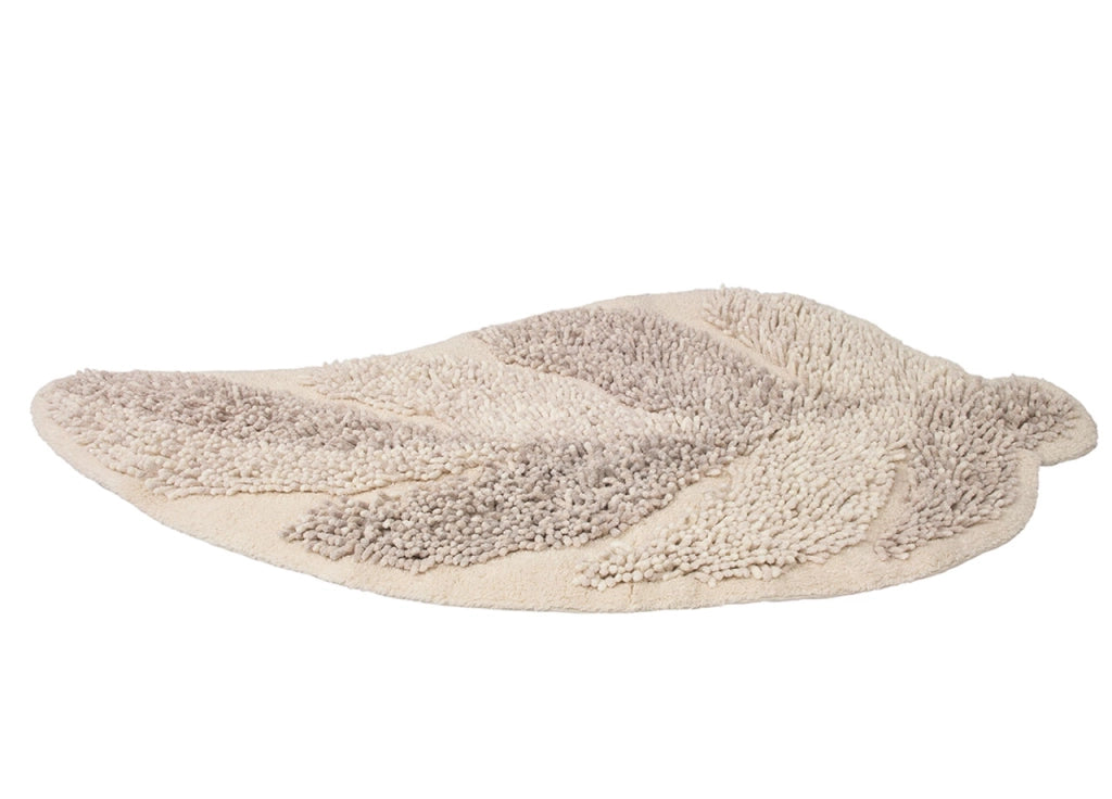 Tappeto A Foglia Casa Bagno Cotone Spugna Morbida Antiscivolo Leaf Avorio