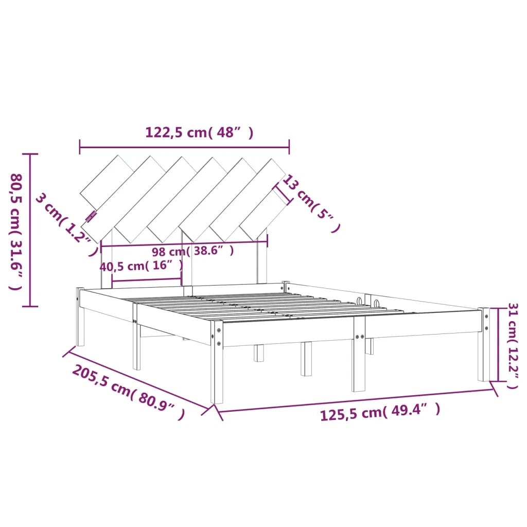 Giroletto-Struttura Letto Bianco 120x200 cm in Legno Massello 720060