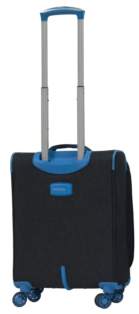 Set 3 Valigie Trolley Morbide in Poliestere 4 Ruote TSA Ravizzoni Nettuno Nere