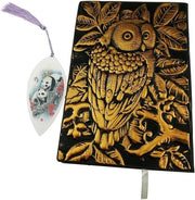 Notebook A5 con legatura a rilievo in pelle e indicatore di pagina con design panda