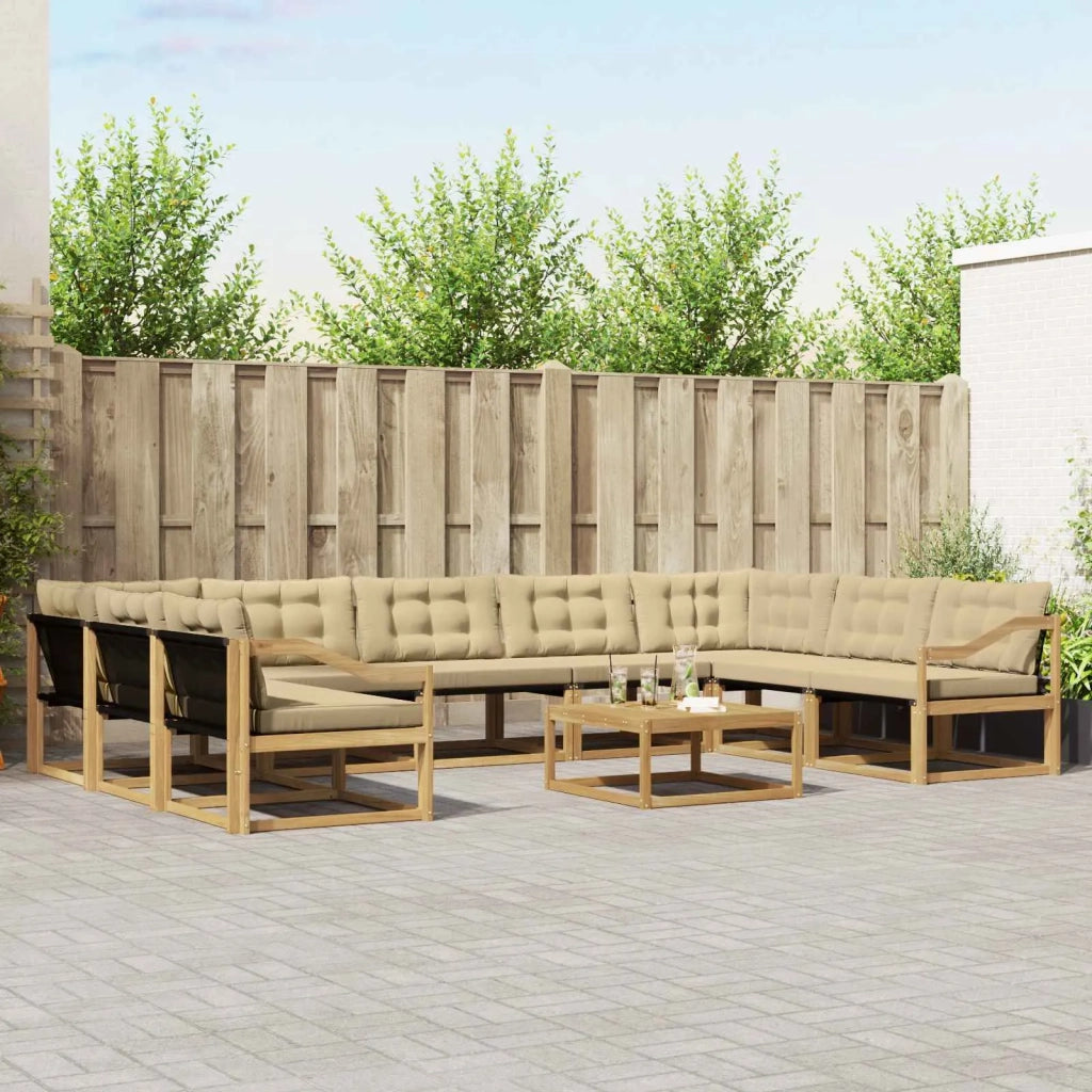 Set di divani da esterno con cuscino 10 pcs Bianco e Beige