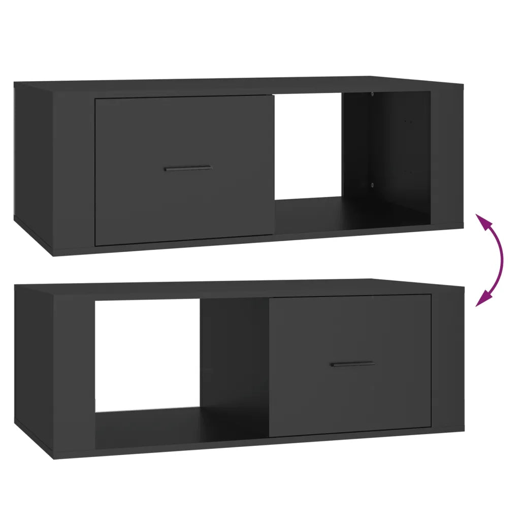 Tavolino da Salotto Nero 100x50,5x35 cm in Legno Multistrato