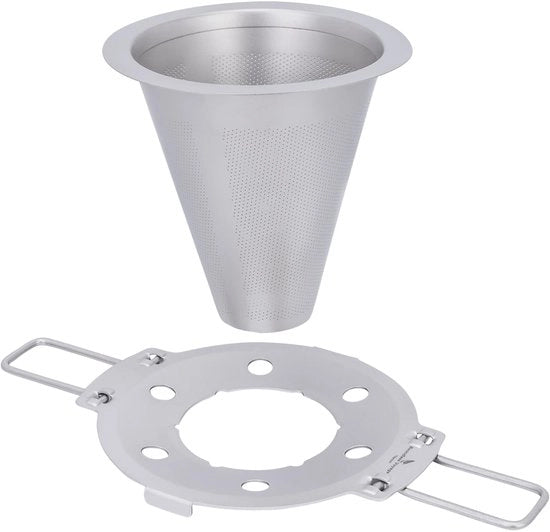 Filtro per caffè in titanio gesso, 0,1 mm rete ultrafine, contenitore pieghevole, riutilizzabile senza carta per campeggio/ufficio/casa, compatibile con tazze da 4 a 12,5 cm | Ti6004P