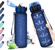 Flessa sportiva, Flessa riciclabile - 350 ml/500 ml/800 ml/1000 ml/1500 ml, BPA libero, con marcatura oraria, adatto per sport, camminate, ufficio, scuola