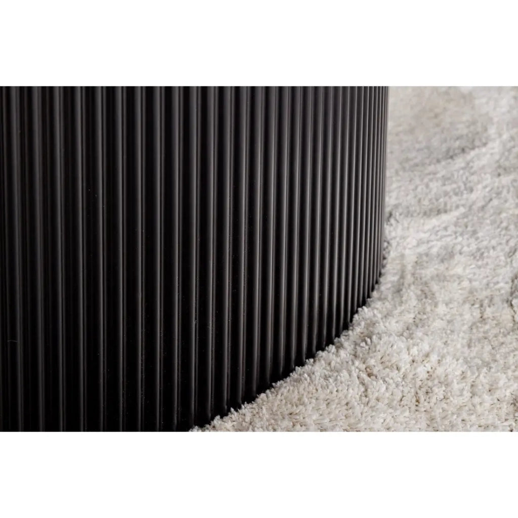 Tavolo da pranzo LUMEA – Rotondo 120 cm – Effetto marmo grigio scuro – Piede centrale largo – Stile contemporaneo