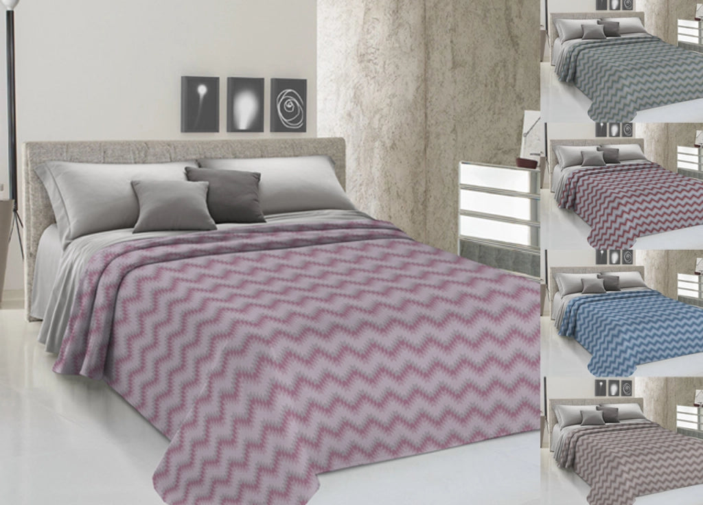 Copriletto Piquet Primavera Estate 100% Cotone Disegno 7672 Zig Zag - Matrimoniale - Rosa