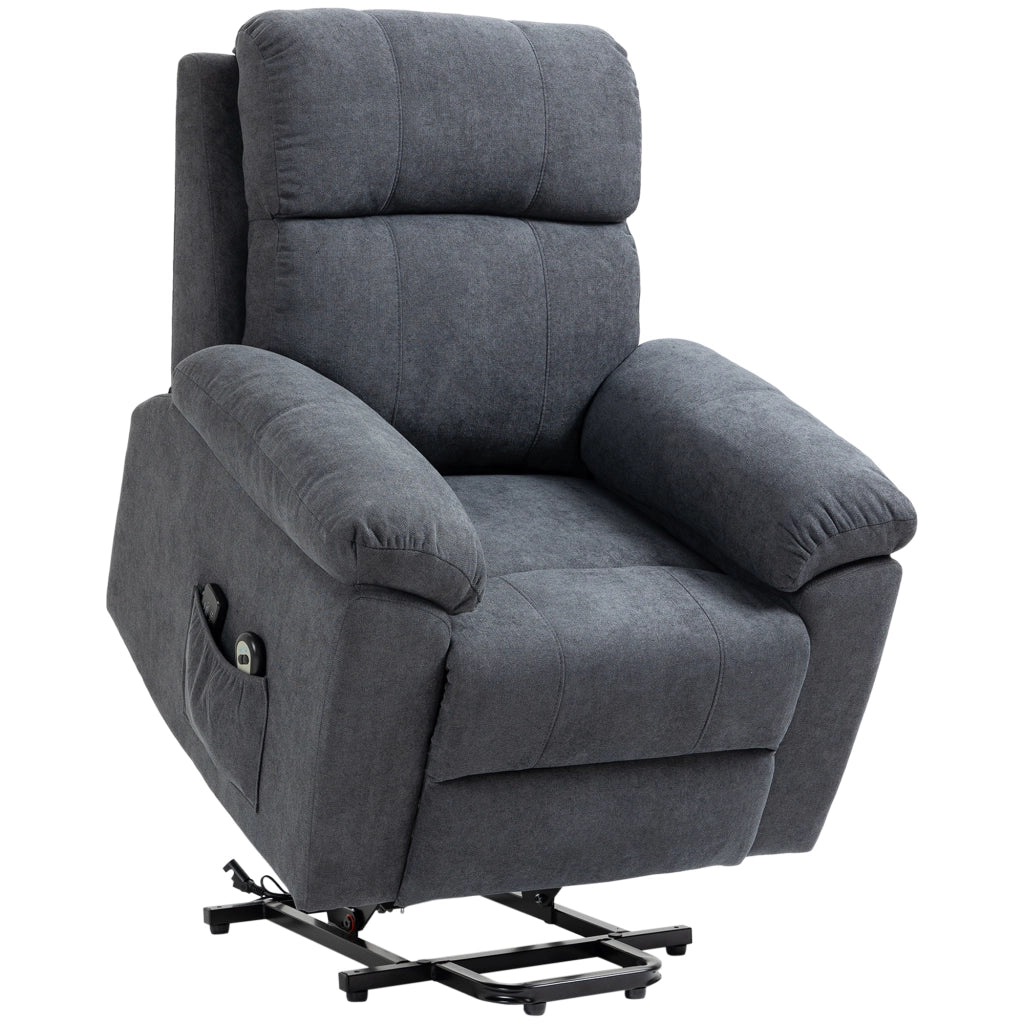 EasyComfort Poltrona Alzapersona Reclinabile fino a 135° con 8 Punti Massaggianti, Telecomando e Poggiapiedi 89x99x103 cm, Grigio