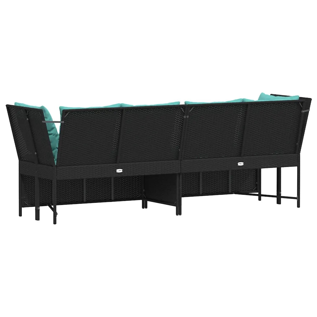 Divano da Giardino con Cuscini in Polyrattan Nero 4104130