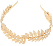 Fascia da sposa con foglie, diadema, capigliatore in stile romano, dorato