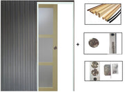 Porta scorrevole vetrata 3 piastrelle smerigliate impiallacciatura Ayous H204 x L.83 + sistema a cerniera e pannellatura in dotazione senza maniglia