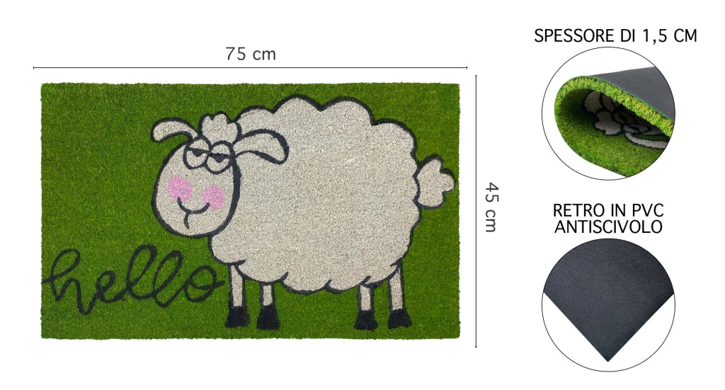 Zerbino Ingresso Casa In Fibra Di Cocco Con Base In Pvc  Dolly