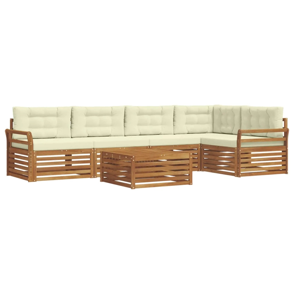 Set di divani da esterno con cuscino 6 pcs Naturale e Crema