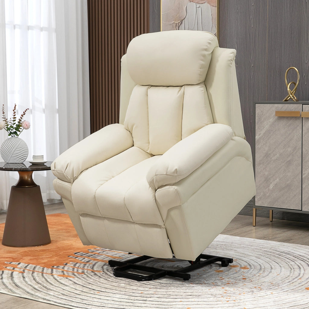 Poltrona Relax Alzapersona Elettrica Imbottita ¨C Zephmum ¨C Crema 96x93x105 cm