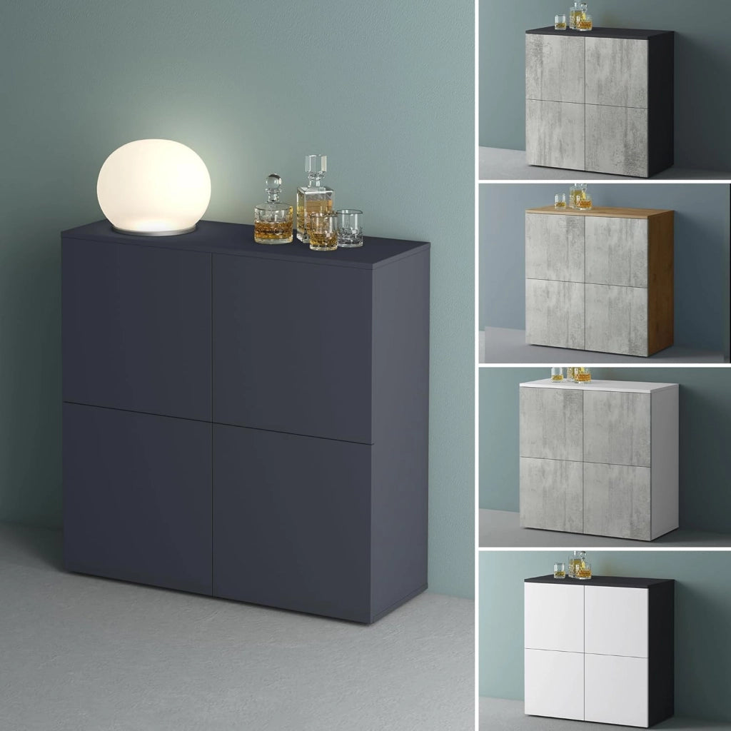 Mai & Mai Mobile Contenitore 100x36.4x98cm, Mobiletto Multiuso con 4 ante e 4 vani per Soggiorno, Sala da Pranzo, Camera da Letto Schrank04, Antracite opaco