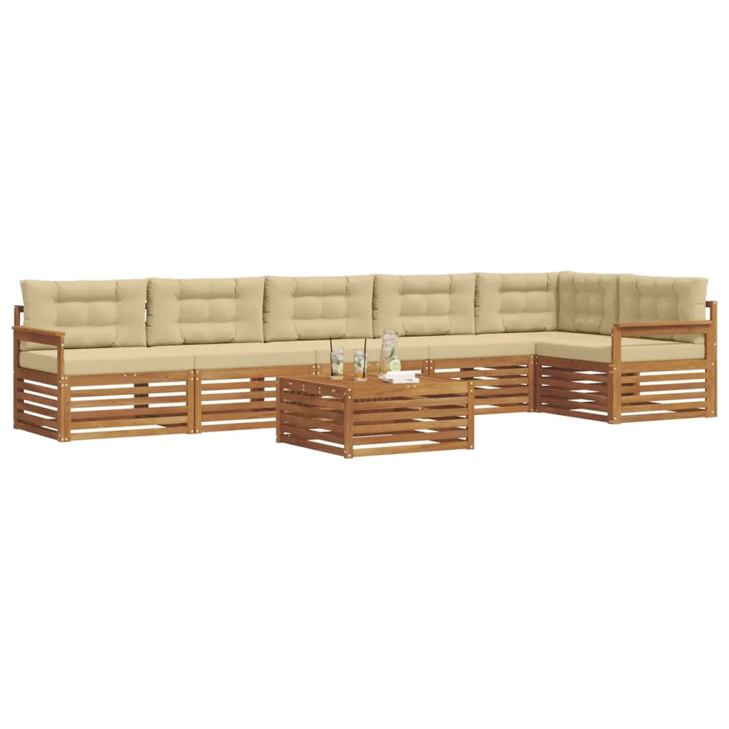Set di divani da esterno con cuscino 7 pcs Naturale e Beige