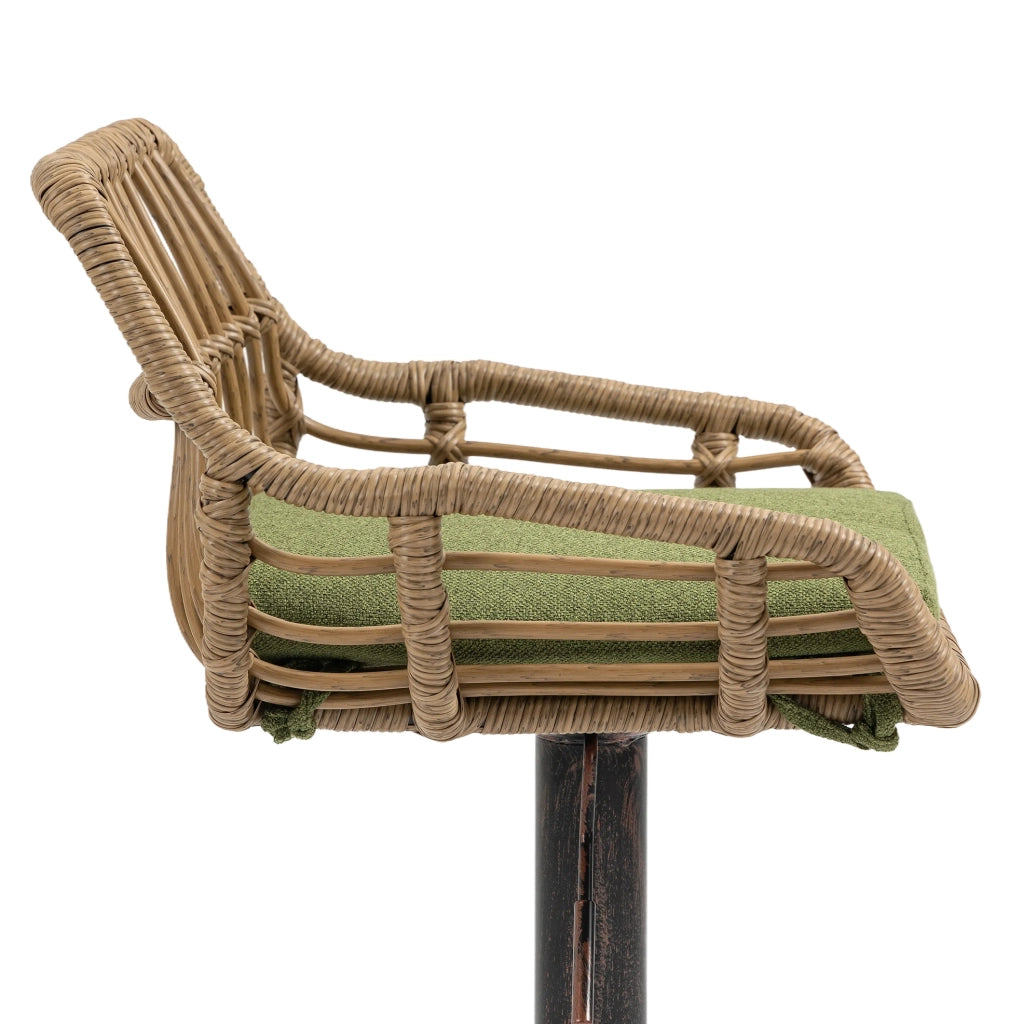 Set di 2 sgabelli da bar girevoli 360° regolabili in altezza; 49x48x89-109 cm; verde in lino